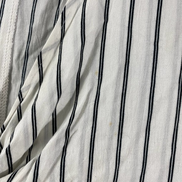 Faithfull The Brand Midi Dress 2 XS White Striped Button Up Short Sleeve Boho - Picture 11 of 11